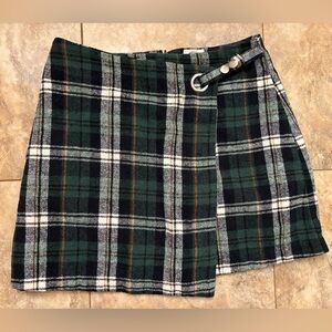 Blue Rain Green Plaid Mini Skirt